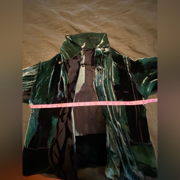 EGO ORIGINALS ART-T0-WEAR  SILK Velvet KIMONO Cardigan Green Black High Fashion - Picture 5 of 12